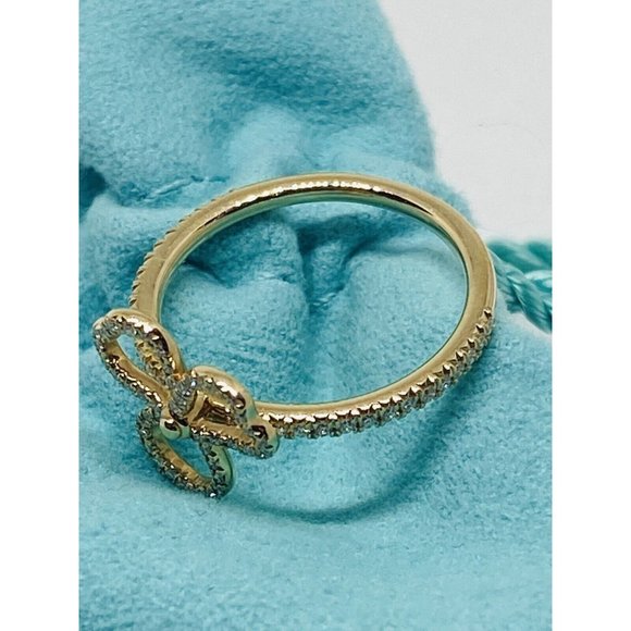 Tiffany & Co. "Paper Flowers" Open Clover 18K Rose Gold Size 5 .24CT Pouch Box - Picture 4 of 11